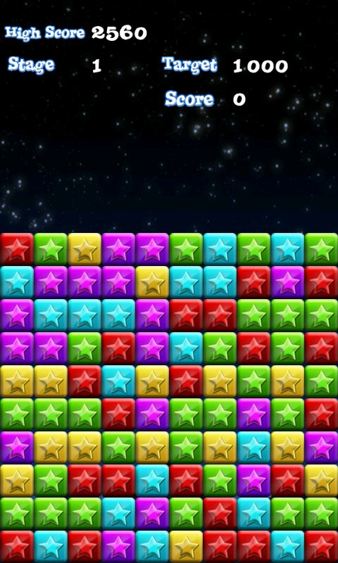 Crypto Stars gameplay — colourful star blocks in a vertical grid